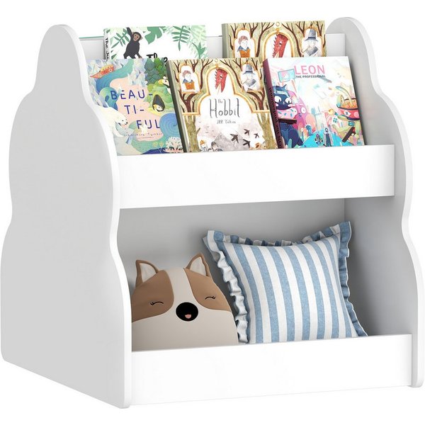 AIYAPLAY Spielzeugtruhe Kinderregal, Kinder-Bücherregal mit Rädern, 4 Regalen (Kinderregal, 1 St., 2-stöckiges Spielzeugregal), für Kinderzimmer, Spielzimmer, W