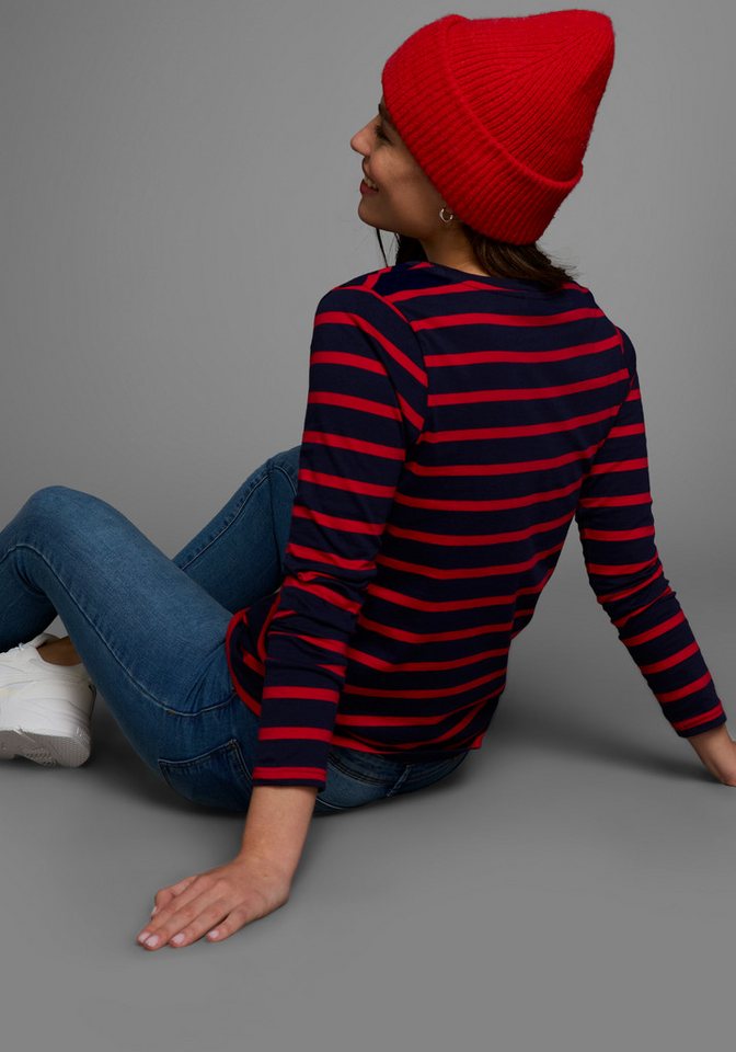 AJC Langarmshirt im casual Stil, mit Rundhalsausschnitt mit Blende, figurbetont – Bild 2 von 5