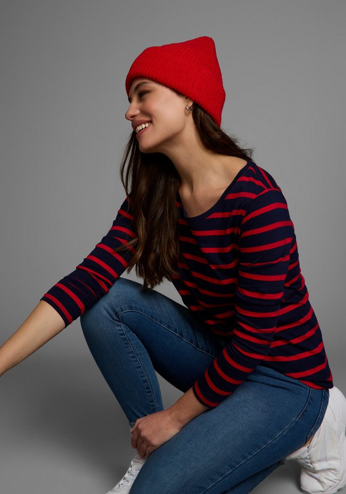 AJC Langarmshirt im casual Stil, mit Rundhalsausschnitt mit Blende, figurbetont – Bild 4 von 5