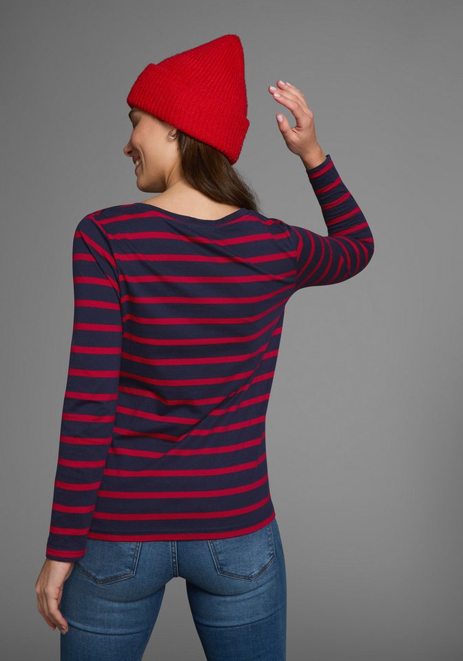 AJC Langarmshirt im casual Stil, mit Rundhalsausschnitt mit Blende, figurbetont – Bild 5 von 5