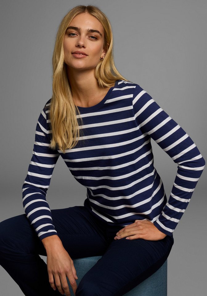 AJC Langarmshirt im casual Stil, mit Rundhalsausschnitt mit Blende, figurbetont – Bild 2 von 5