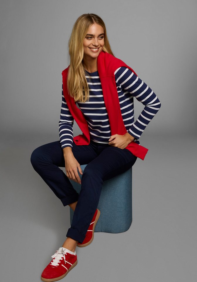 AJC Langarmshirt im casual Stil, mit Rundhalsausschnitt mit Blende, figurbetont – Bild 5 von 5