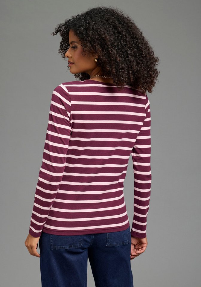 AJC Langarmshirt im casual Stil, mit Rundhalsausschnitt mit Blende, figurbetont – Bild 2 von 5