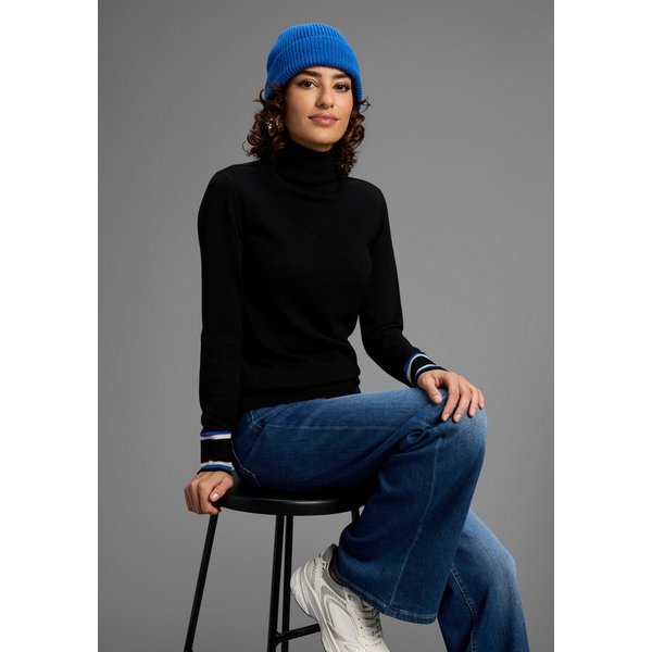 AJC Rollkragenpullover Feinstrick mit trendy Kontraststreifen