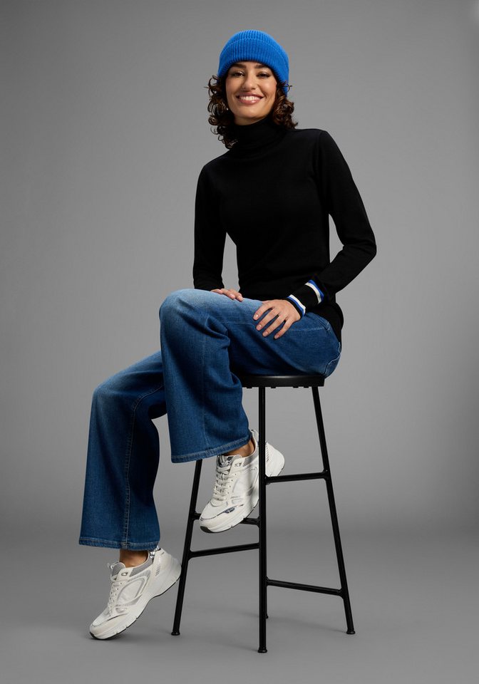 AJC Rollkragenpullover Feinstrick mit trendy Kontraststreifen – Bild 5 von 5