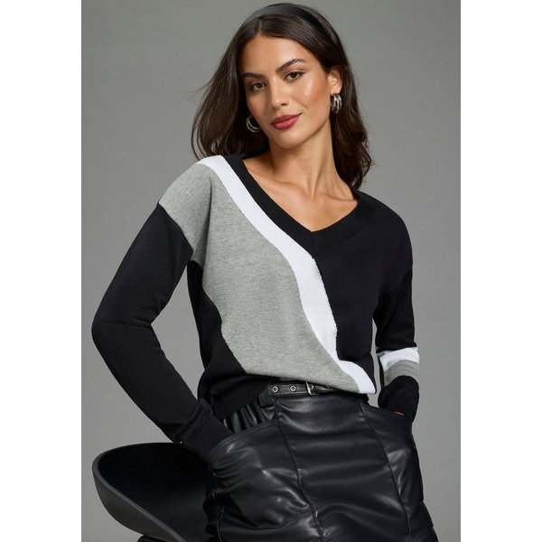 AJC Streifenpullover mit trendigem Diagonal-Colourblocking