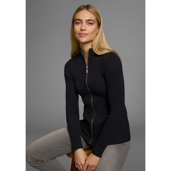 AJC Strickjacke in Rippstrick, mit Stehkragen und Zipper