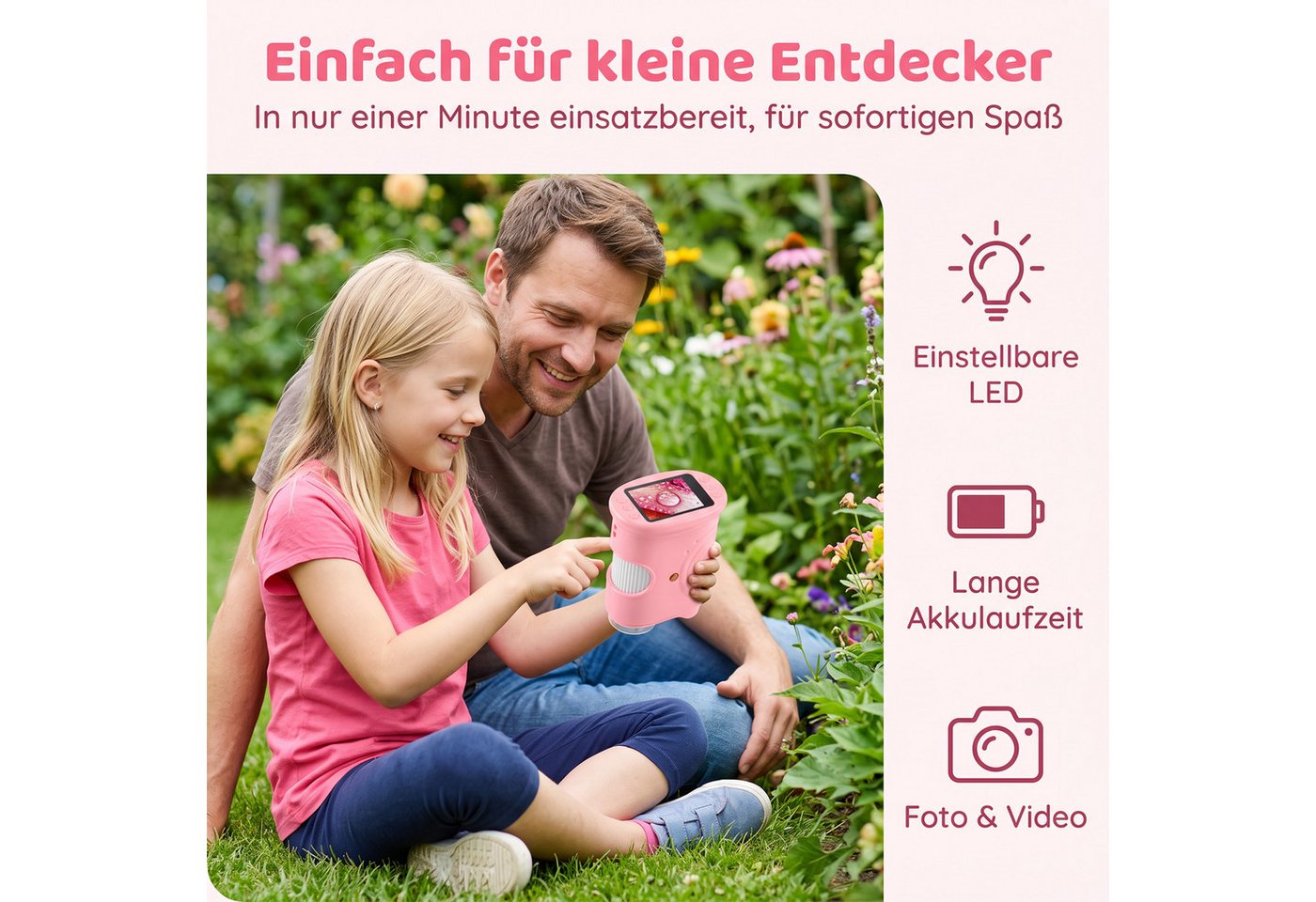 AKKEE 1000X Digitales Mikroskop, Handmikroskop Kindermikroskop – Bild 3 von 5