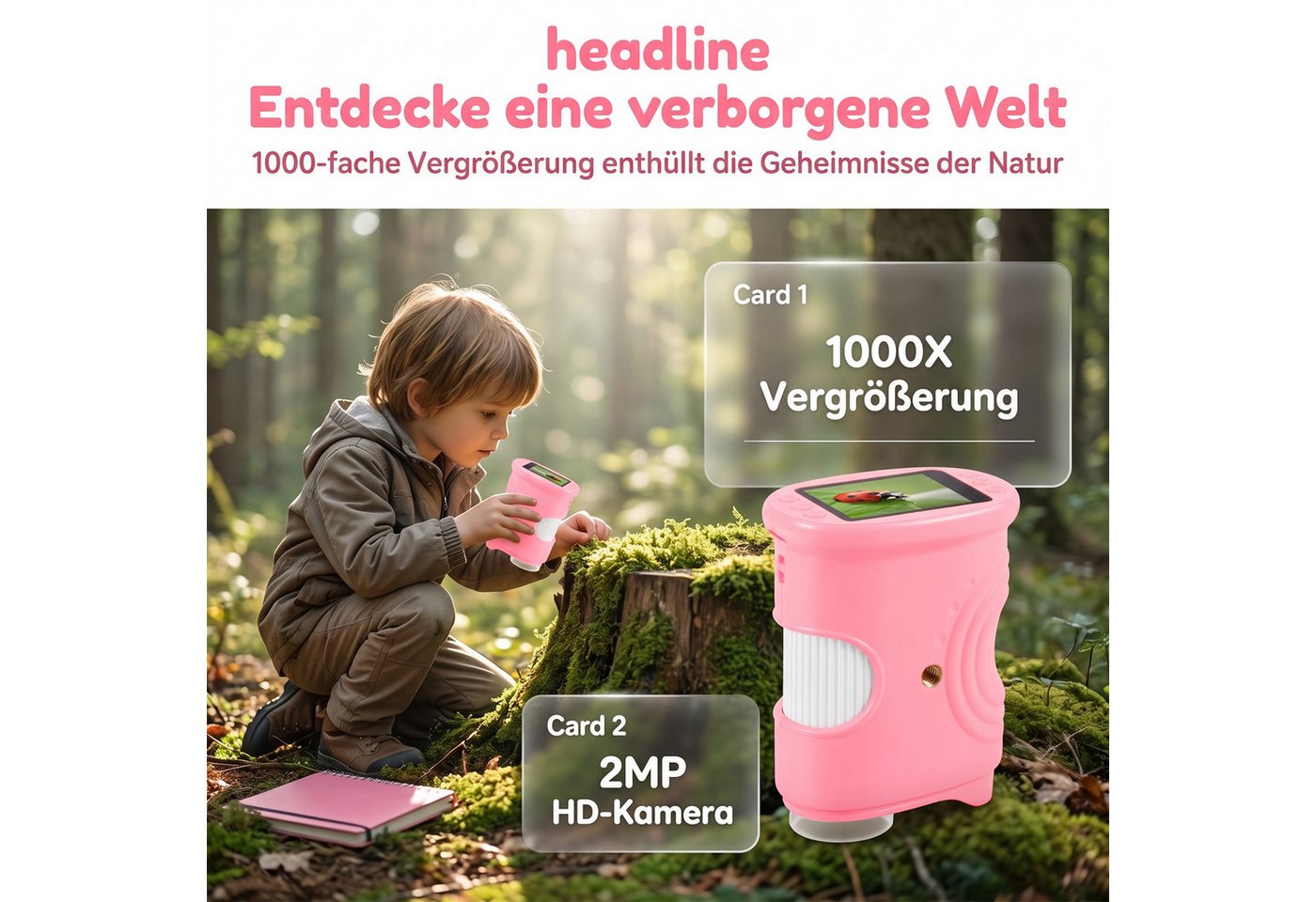 AKKEE 1000X Digitales Mikroskop, Handmikroskop Kindermikroskop – Bild 4 von 5