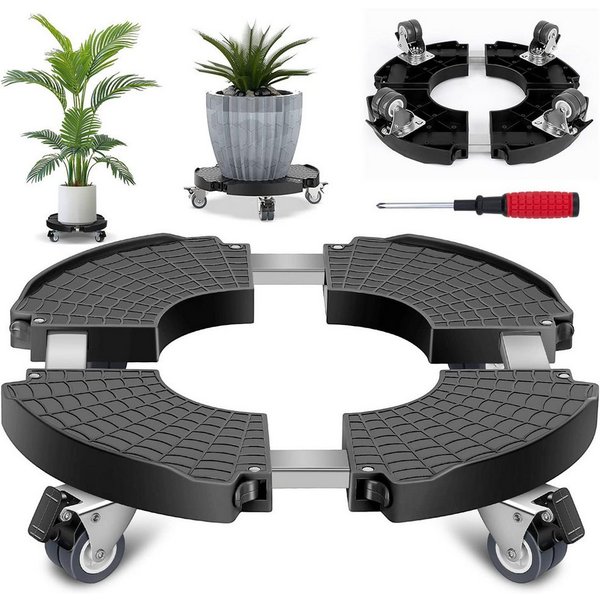 AKKEE Blumentopfuntersetzer Ausziehbarer Blumentopfteller mit 360° drehbaren Rollen, Zubehör für Zubehör für Pflanztöpfe, Set, 40-48cm