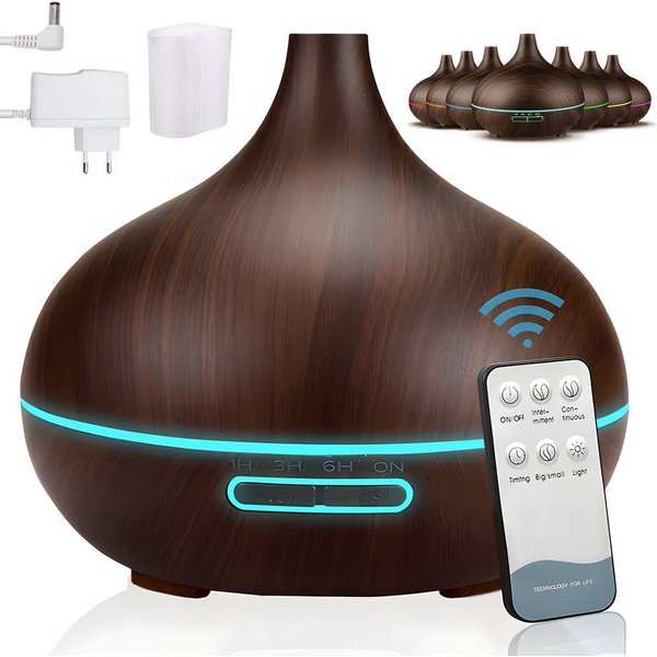 AKKEE Diffuser Multifunktions-Luftbefeuchter Aromatherapie-Diffusor 500ml, 0,5 l Wassertank, mit 3 Timer-Einstellungen