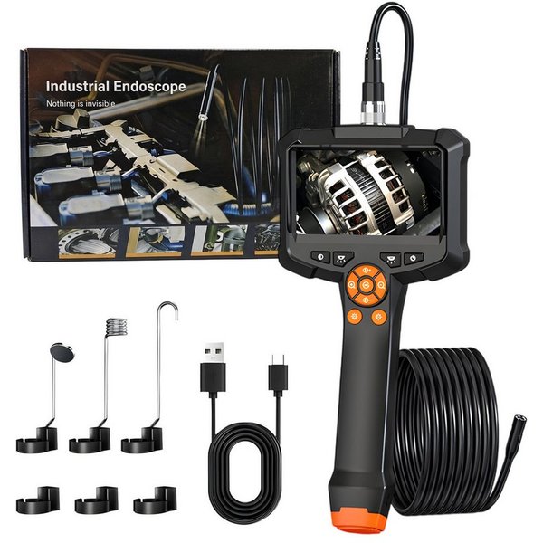 AKKEE Endoskopkamera mit Licht, 8mm IP67 wasserdichte Endoskop Inspektionskamera (16.5FT/5M Halbstarres Kabel, 1080P HD Rohrkamera 4.3" IPS Bildschirm Inspektio