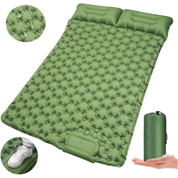 AKKEE Isomatte Campingmatte mit Kissen, Isomatte Outdoor, 2 Personen, Selbstaufblasend, Isomatte Ultraleicht, Isomatte Camping Outdoor