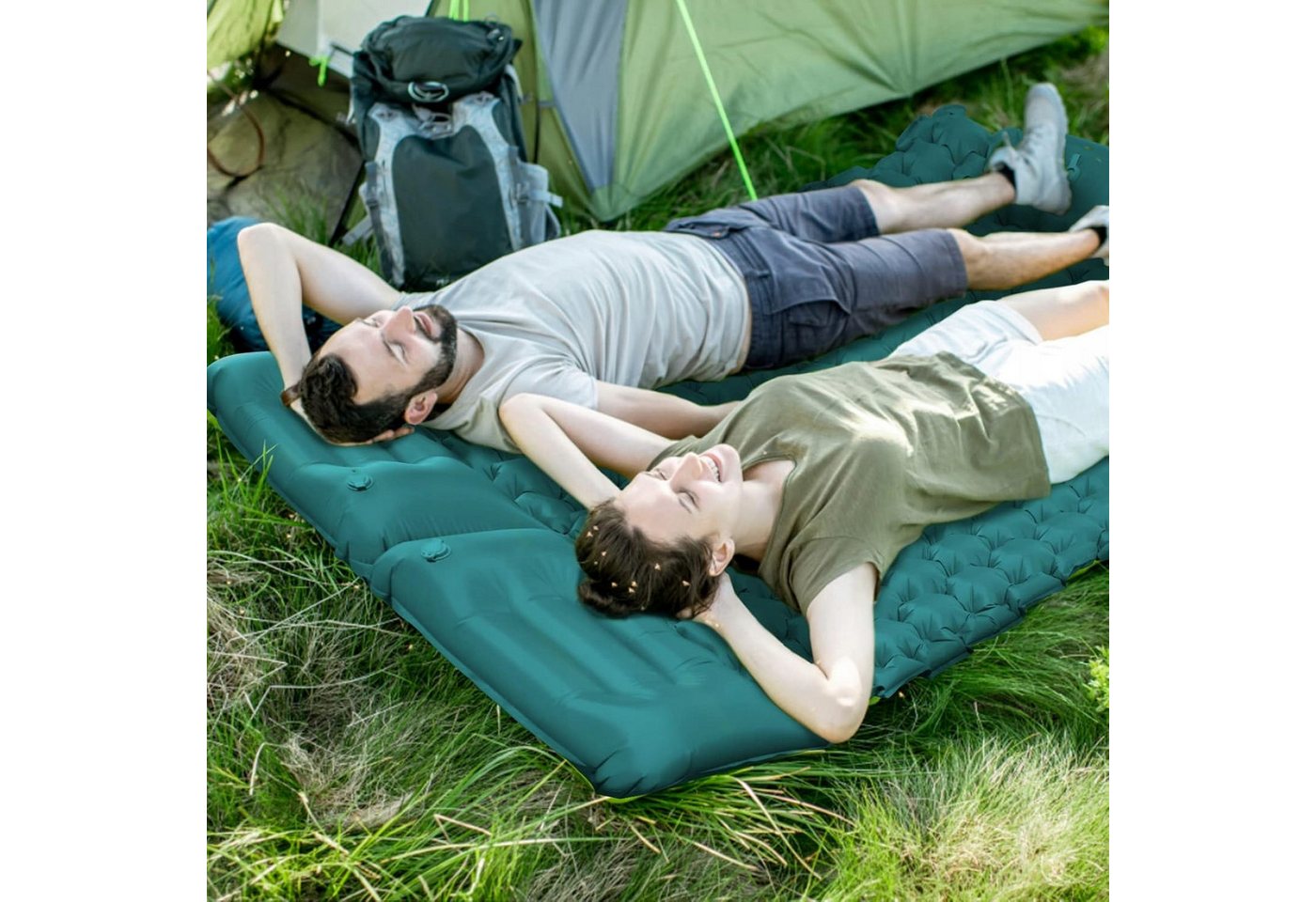 AKKEE Isomatte Campingmatte mit Kissen, Isomatte Outdoor, 2 Personen, Selbstaufblasend, Isomatte Ultraleicht, Isomatte Camping Outdoor – Bild 2 von 3