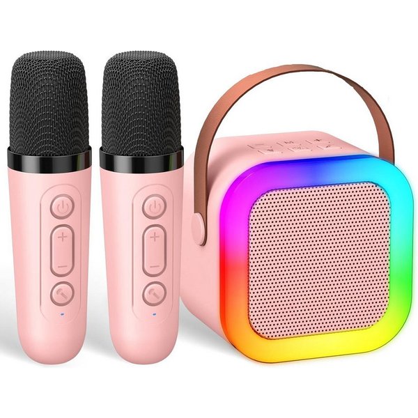 AKKEE Karaoke Maschine mit 2 Bluetooth Mikrofonen, Geschenke für 3-12 Jahre Karaoke-Maschine 1 (Bluetooth)