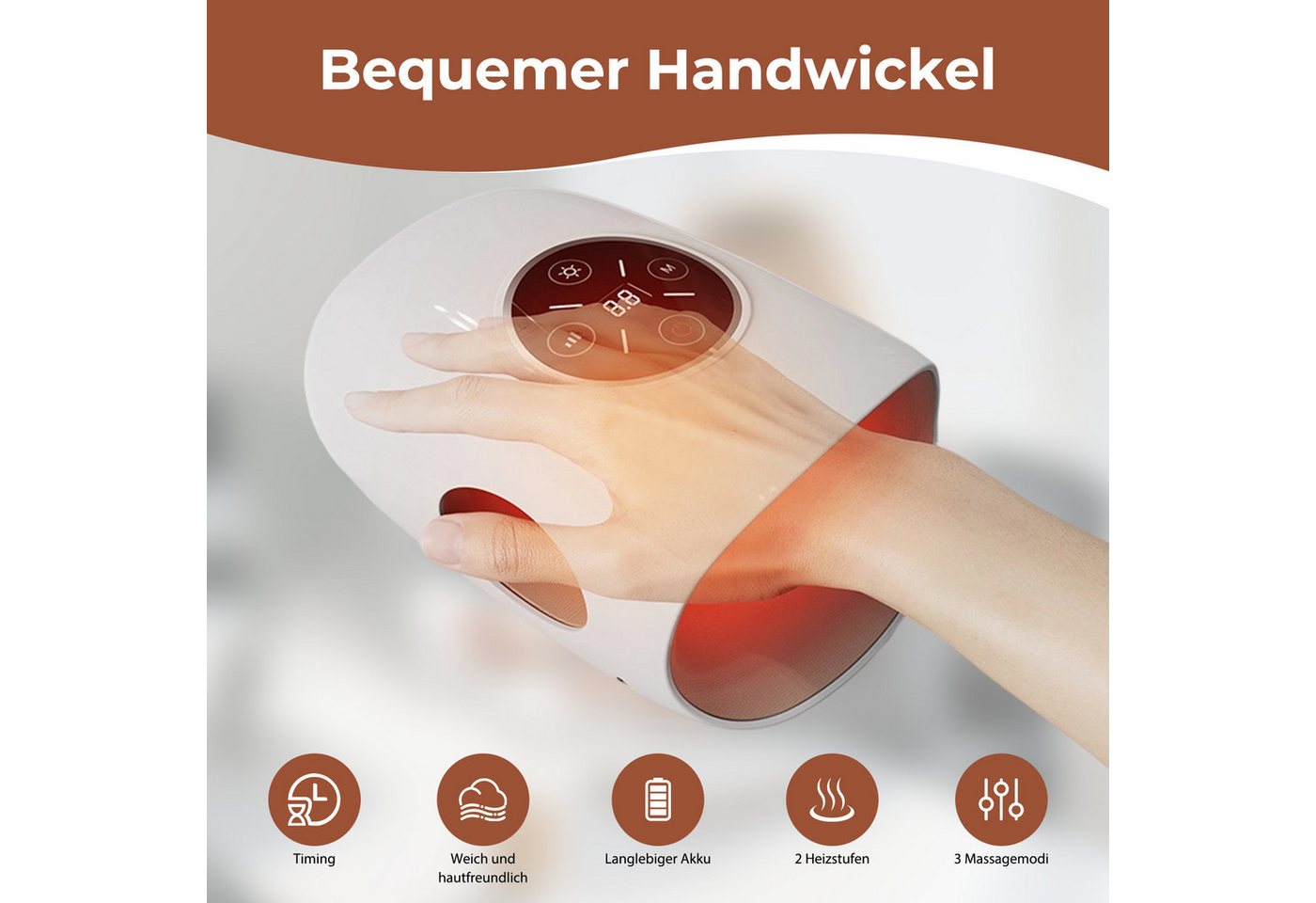 AKKEE Massagegerät Elektrisches Handmassagegerät 5 Intensitätsstufen 2 Heizstufen, Fördern Sie die Durchblutung – Bild 2 von 5