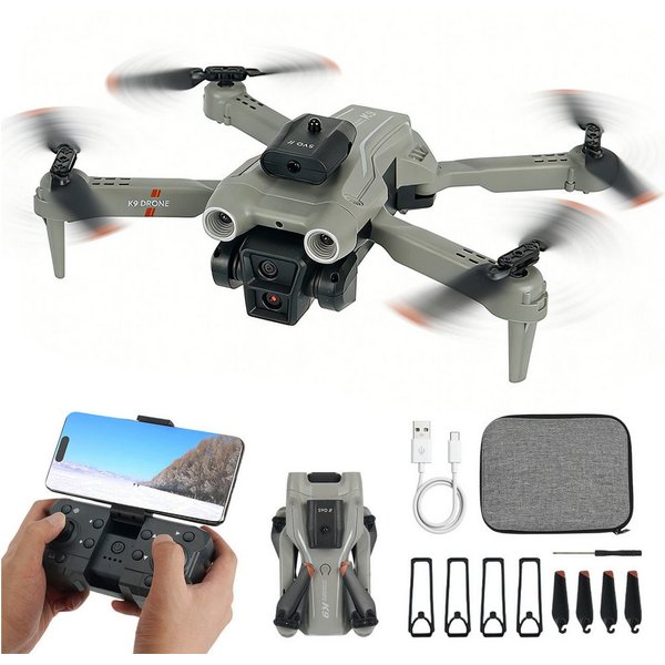 AKKEE mit Kamera 4K, RC Quadcopter mit Kamera Faltbare FPV Drone Drohne (4K, mit 3 Batterien Hindernisvermeidung, für Kinder Anfänger)