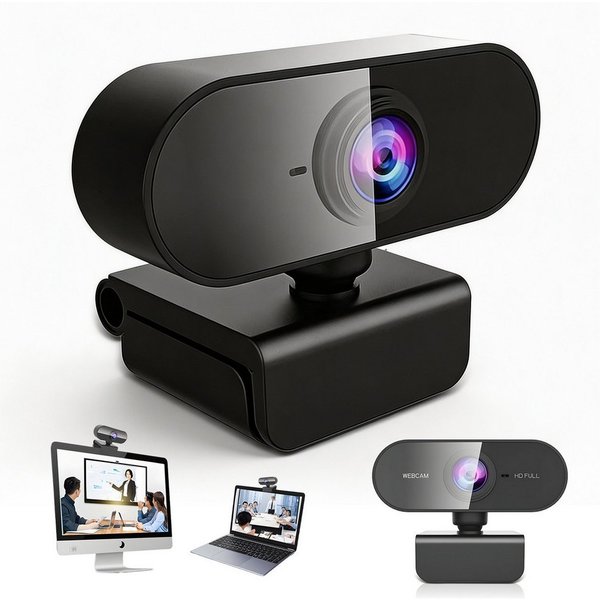 AKKEE mit Mikrofon, Streaming Kamera Unterstützt 360° horizontale Drehung Full HD-Webcam (Kamera für PC, Web Cam Plug & Play, USB Facecam für PC/Laptop)