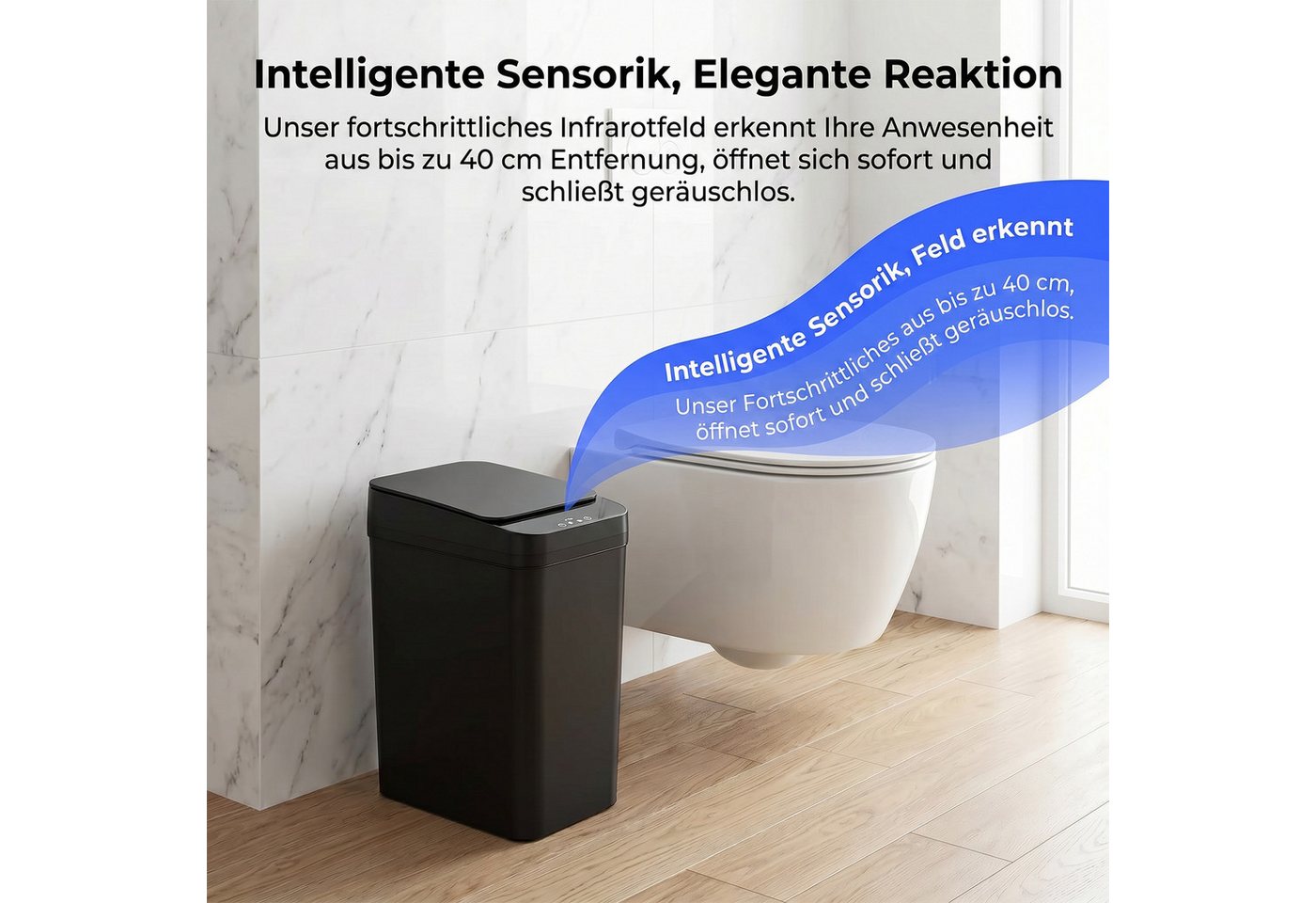 AKKEE Mülleimer 2x 12 L Automatik Sensor Mülleimer Wasserdicht (IPX5), Leise Müllbehälter berührungslos – Bild 4 von 5