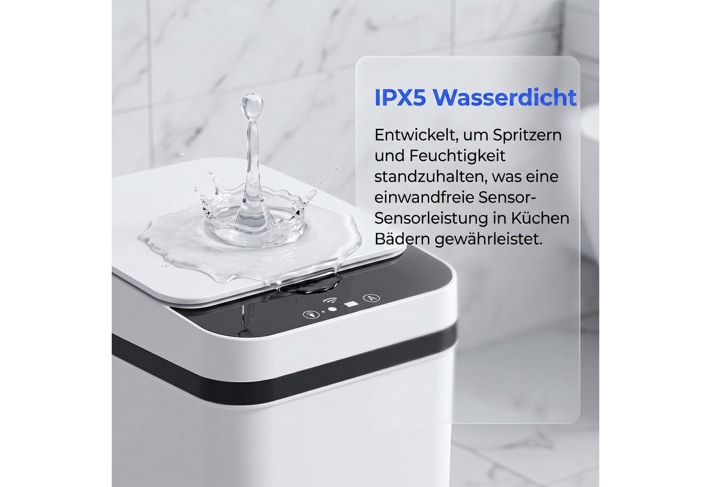 AKKEE Mülleimer 2x 12 L Automatik Sensor Mülleimer Wasserdicht (IPX5), Leise Müllbehälter berührungslos – Bild 5 von 5