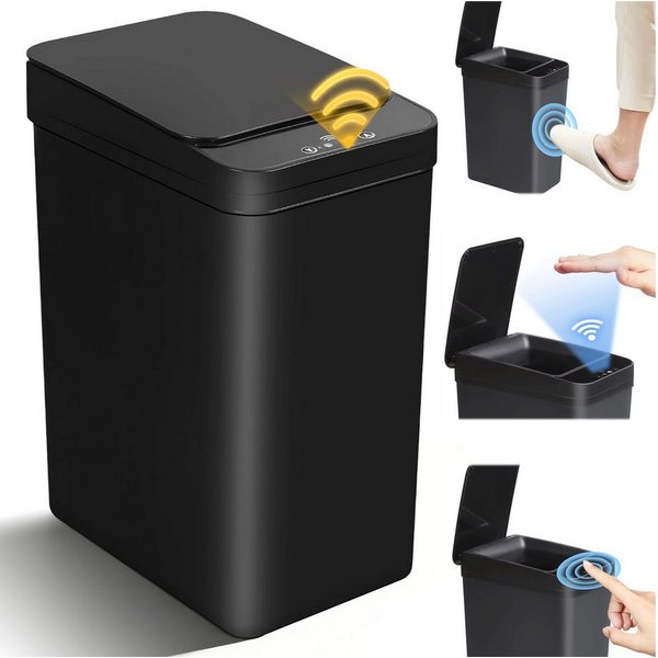 AKKEE Mülleimer mit Sensor 12L Elektrischer Mülleimer Mit Automatischem Deckel, Infrarotsensorik