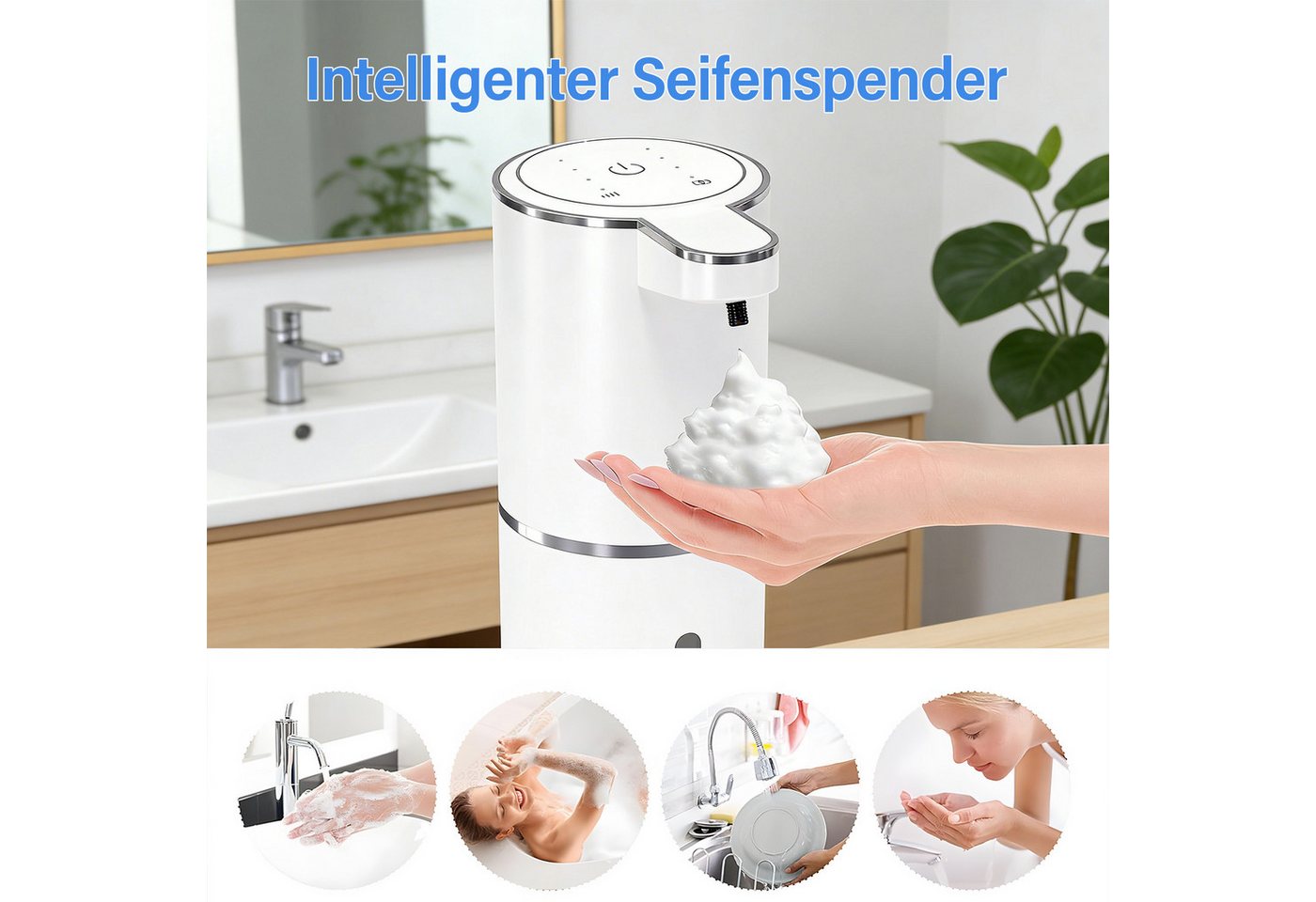 AKKEE Seifenspender Automatisch Flüssig Mit Infrarotsensor 380ml Elektrischer – Bild 2 von 5
