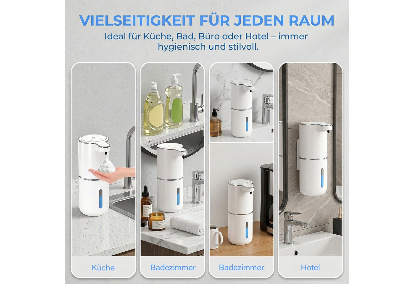 AKKEE Seifenspender Automatisch Flüssig Mit Infrarotsensor 380ml Elektrischer – Bild 3 von 5