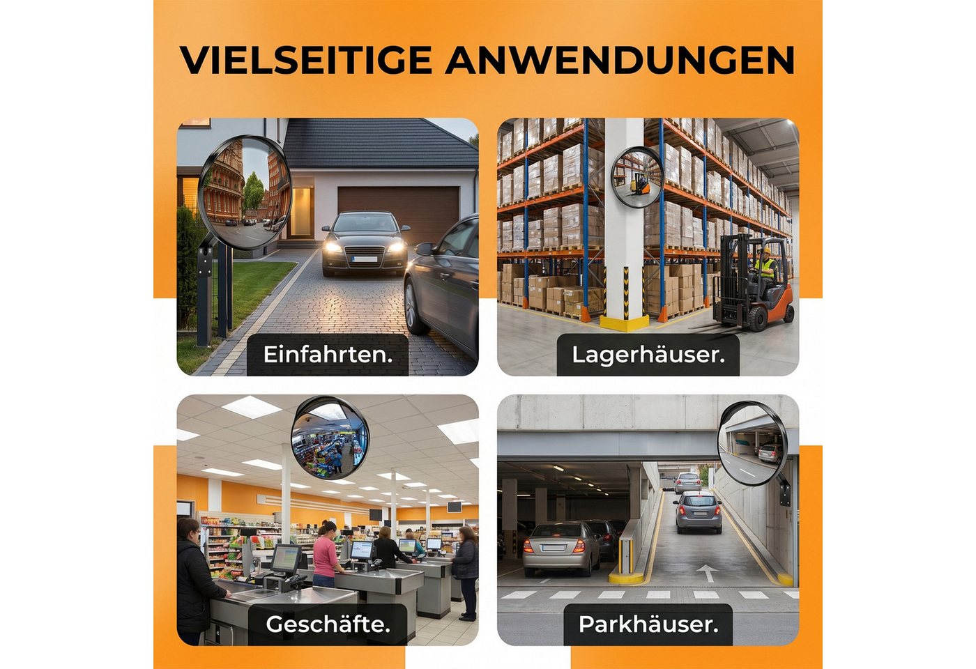 AKKEE Spiegel Verkehrsspiegel, Konvexspiegel für Garage und Einfahrt, Konvexspiegel, Wandspiegel Sicherheitsspiegel 30 cm – Bild 2 von 5