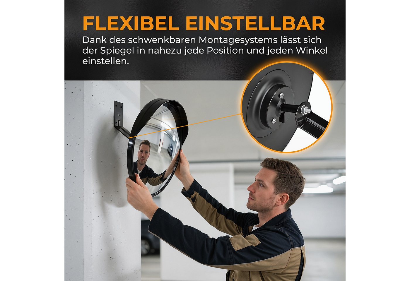 AKKEE Spiegel Verkehrsspiegel, Konvexspiegel für Garage und Einfahrt, Konvexspiegel, Wandspiegel Sicherheitsspiegel 30 cm – Bild 3 von 5