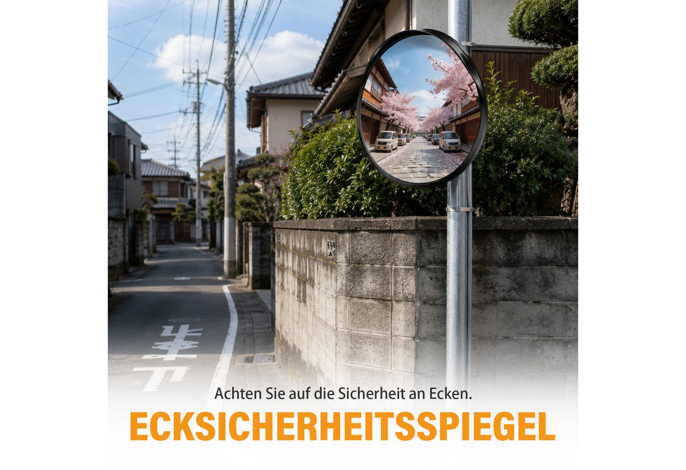 AKKEE Spiegel Verkehrsspiegel, Konvexspiegel für Garage und Einfahrt, Konvexspiegel, Wandspiegel Sicherheitsspiegel 30 cm – Bild 5 von 5