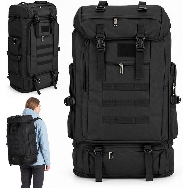 AKKEE Trekkingrucksack Wanderrucksack 100 L, Reiserucksack, Campingrucksack, Outdoorrucksack, Wasserdicht Kapazität erweiterbar für Damen und Herren beim Wander