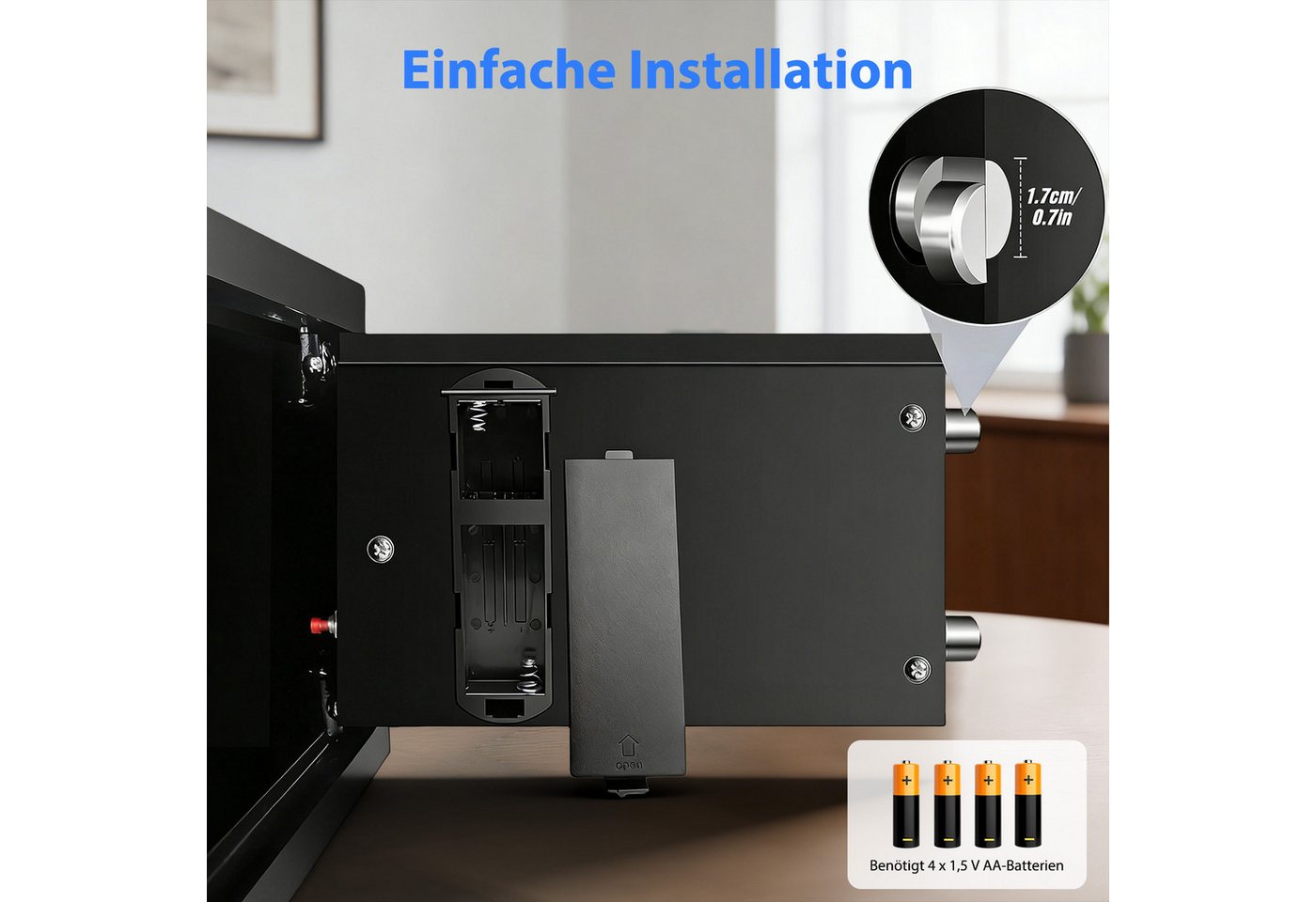 AKKEE Tresor Elektronischer Safe, 8,5L Elektronischer Passwort Safe, (31 x 20 x 20 cm, Abmessungen), mit Doppelbolzen-Verschlusssystem – Bild 4 von 5