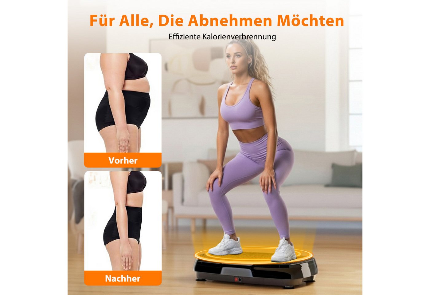 AKKEE Vibrationsplatte 120 Stufen 5 Trainingsprogramme Vibrationsplattform mit LED-Display, 200 W, 120 Intensitätsstufen, Fitness Vibrationsboard für Zuhause, K – Bild 4 von 5