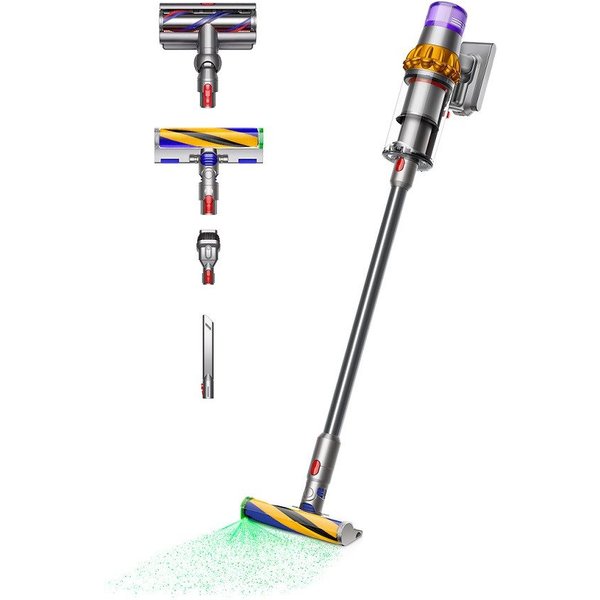 DYSON Akku-Hand-und Stielstaubsauger Dyson V15 Detect Absolute Nickel/Gelb, 660 W, 240 Airwatt Saugkraft, Stauberkennungssensor