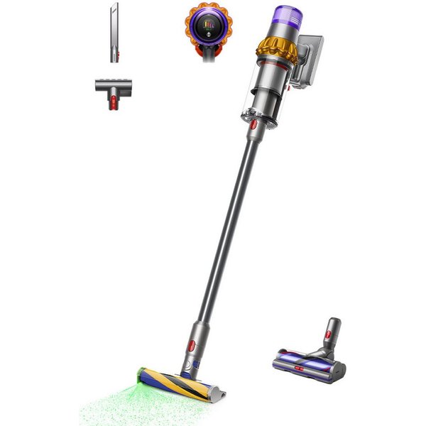 DYSON Akku-Hand-und Stielstaubsauger Dyson V15 Detect Absolute Nickel/Gelb, 660 W, 240 Airwatt Saugkraft, Stauberkennungssensor
