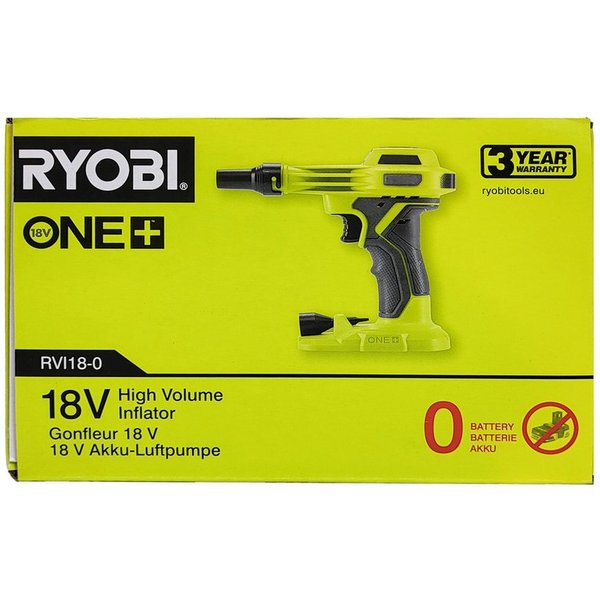 RYOBI Akku-Handkompressor Ryobi RVI18-0 – 18V ONE+ Akku-Kompressor/Inflator (ohne Akku), 1-tlg.