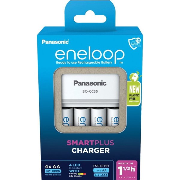 eneloop Akku Ladegerät Charger LED eneloop BQ CC55 4x AA 2000mAh für 4 AA/AAA Batterie-Ladegerät