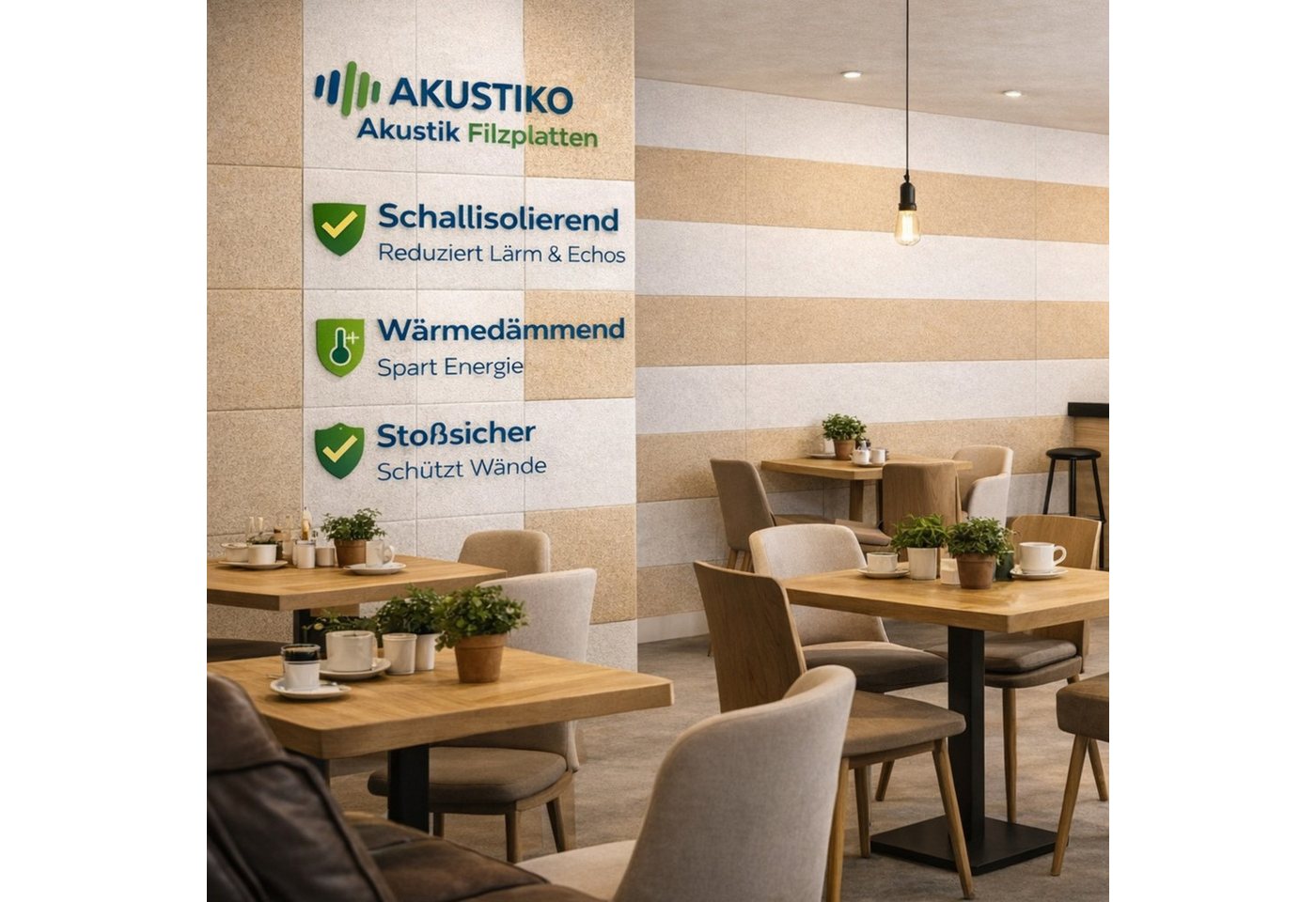AKUSTIKO Schallschutzpaneel, BxL: 60x120 cm, (Selbstklebend 120x60cm - 8 Stück Weiß Akustik Wandpaneele Schallschutz & Raumakustik Panels Filz 9mm Hexim Decken- – Bild 4 von 5