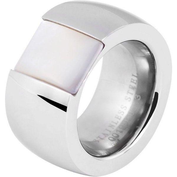 AKZENT Fingerring aus Edelstahl mit Perlmutt, Damen Ring