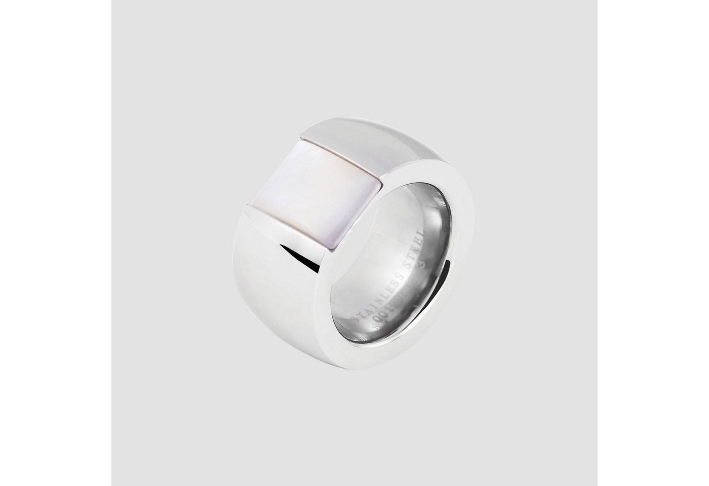 AKZENT Fingerring aus Edelstahl mit Perlmutt, Damen Ring – Bild 2 von 2