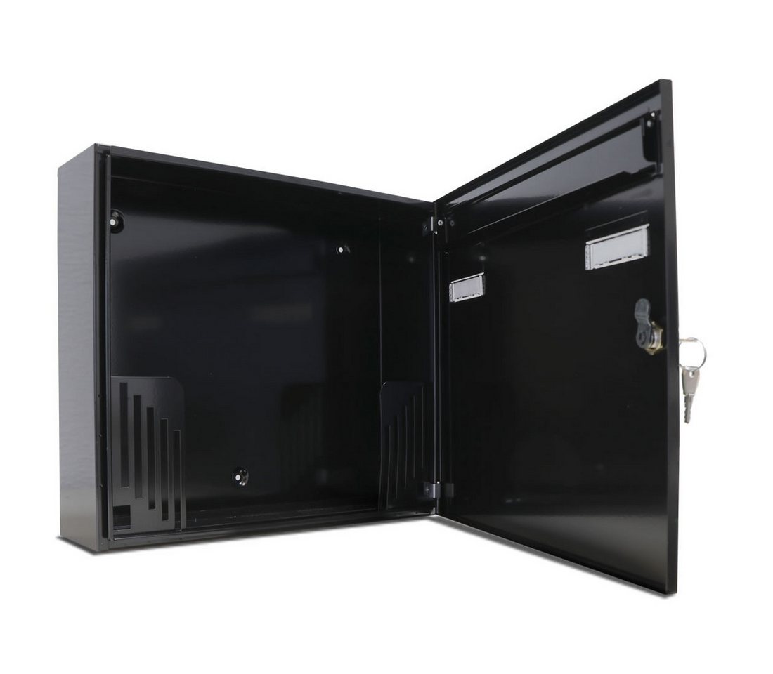 AL Briefkastensysteme Wandbriefkasten 3 Fach Basic Briefkasten A4 in RAL Farbe 9005 Tief Schwarz wetterfest – Bild 2 von 5