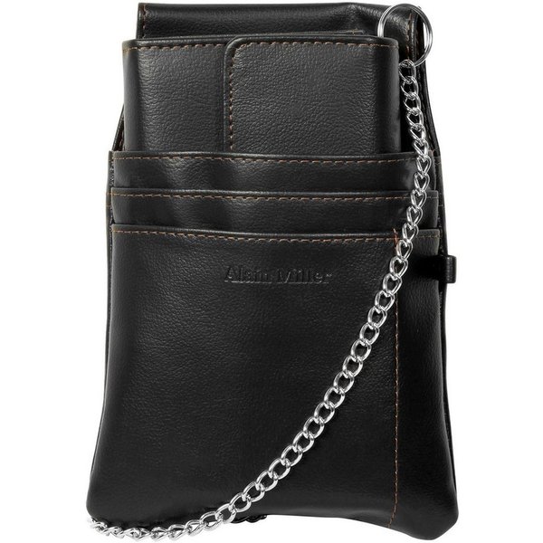 Alain Miller Geldbörse Lederimitat, mit Tasche und Kette, schwarz (inkl. Kellnertasche)