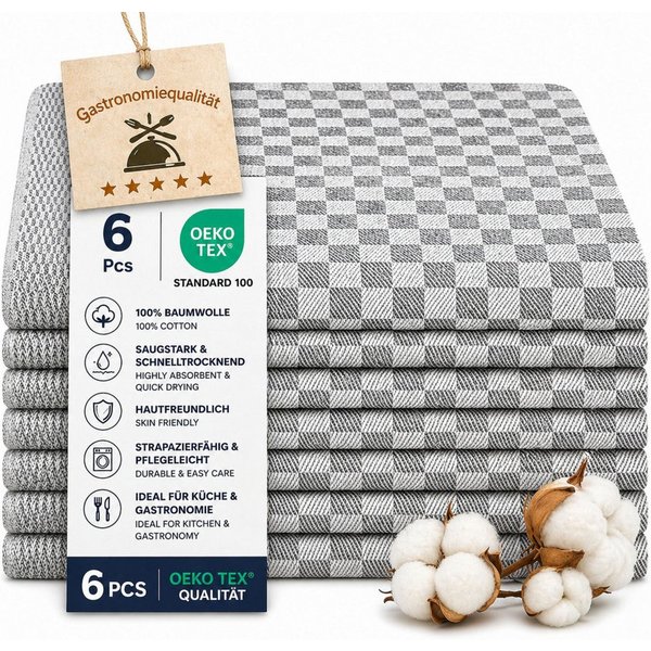 ALARA HOME Geschirrtuch Geschirrtuch Geschirrtücher 100% Baumwolle Trockentuch Küchentücher, (6 er, 6-tlg, Größe 50x70 cm)