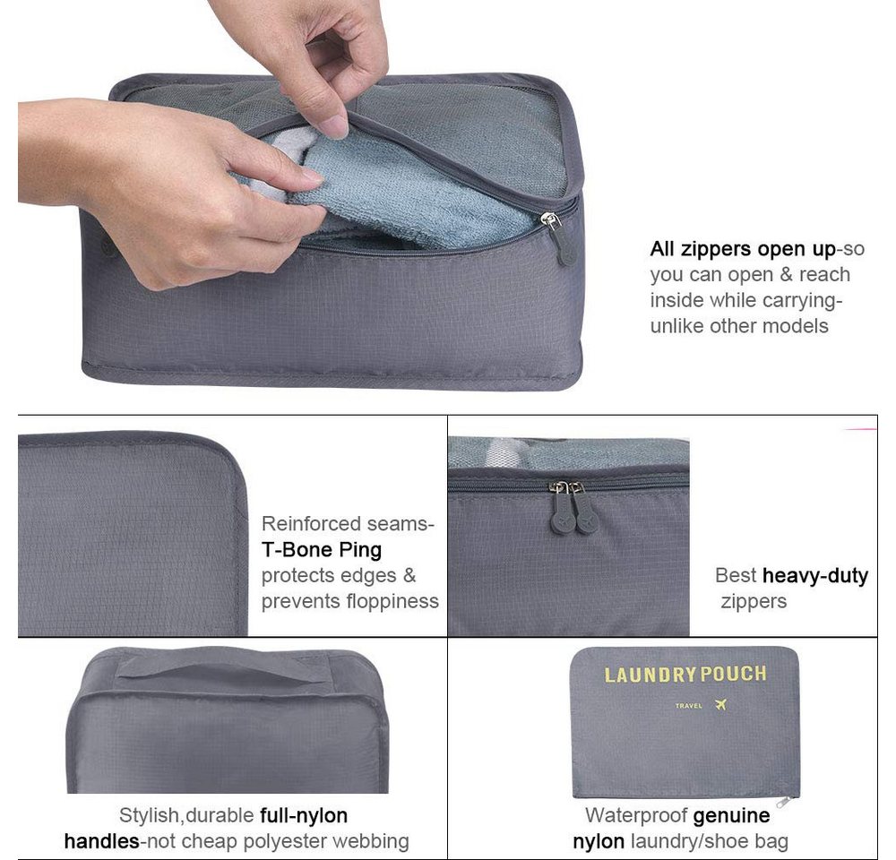 ALARA HOME Kofferorganizer Koffer Organizer, 8-in-1-Set Gepäck Organizer wasserdichte Reise – Bild 2 von 5