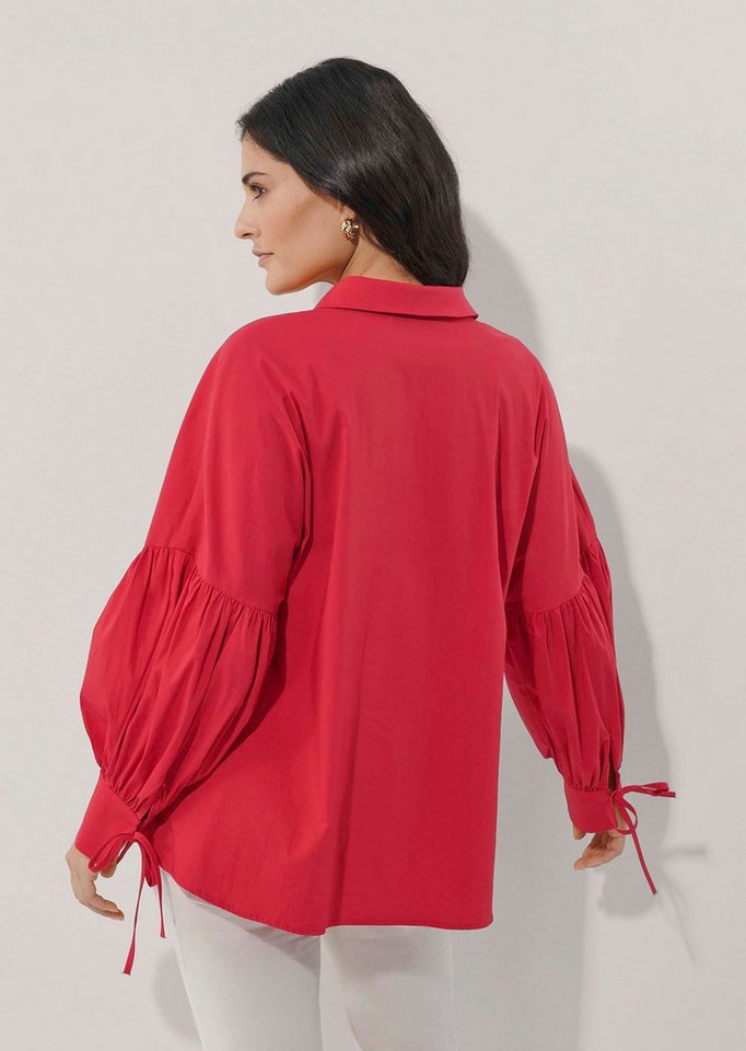 Alba Moda Hemdbluse Oversized Bluse mit Plisseedetails Uni-Design, Hemdkragen, verdeckte Knopfleiste – Bild 2 von 5