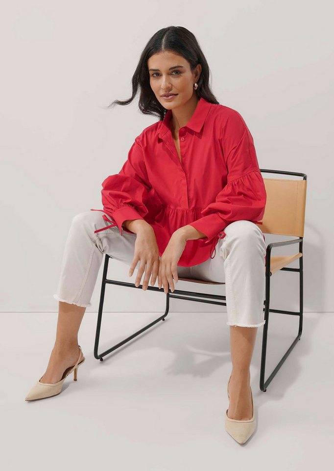 Alba Moda Hemdbluse Oversized Bluse mit Plisseedetails Uni-Design, Hemdkragen, verdeckte Knopfleiste – Bild 3 von 5