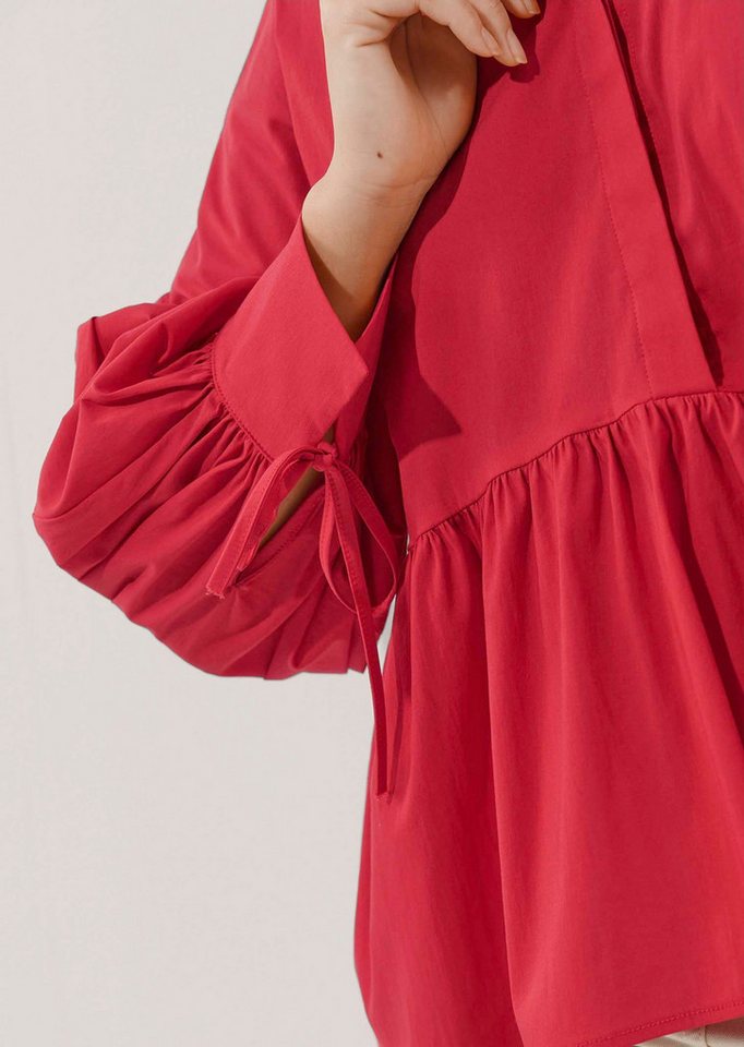 Alba Moda Hemdbluse Oversized Bluse mit Plisseedetails Uni-Design, Hemdkragen, verdeckte Knopfleiste – Bild 4 von 5
