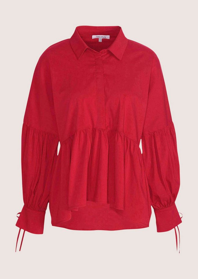 Alba Moda Hemdbluse Oversized Bluse mit Plisseedetails Uni-Design, Hemdkragen, verdeckte Knopfleiste – Bild 5 von 5