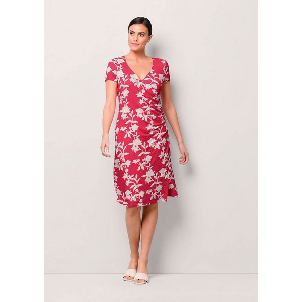 Alba Moda Jerseykleid Knielanges Kleid mit Floralprint Geblümtes Design mit femininem V-Ausschnitt