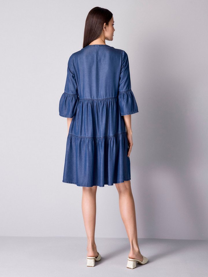 Alba Moda Midikleid Freizeitkleid mit Volantärmeln Unifarbenes Modell mit femininem Ausschnitt und ohne Verschluss – Bild 2 von 5